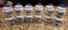 Finnish/Swedish Language Blue Onion Herb & Spice Shakers Set of 6 Made In Japan picture