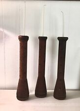LOT 3 Antique Textile Large 12” Wooden Spools Industrial Rare Grooved 2.5” Base picture