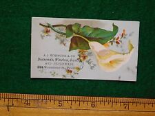 1870s-80s A J Robinson Jewelers & Silverware Lily Victorian Trade Card F15 picture