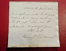 Henry Theodore Tuckerman 1813-1871 American Writer Signed Signature letter 1864. picture