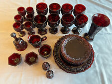 Avon Dish Set, vintage, red glass, 34 pieces, excellent condition picture