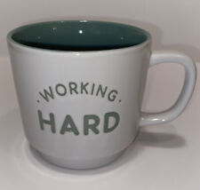 Working Hard Coffee Tea Mug White with Teal Inside picture