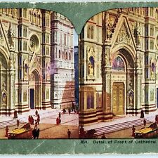 c1900s Florence, Italy Cathedral of Saint Mary Entrance Stereoview Gothic IT V35 picture