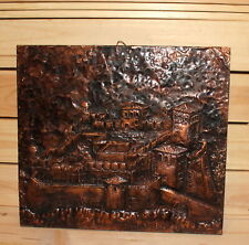 Vintage Bulgarian souvenir copper wall hanging plaque Baba Vida Fortress picture