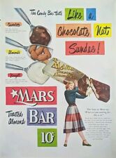 1951 vintage Mars Chocolate Nut Sundae Candy Bar Print Ad, Lady Holding Bar picture