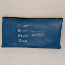 Vintage Jersey Shore State Bank Blue Zippered Money Bag Deposit Pouch picture
