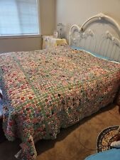 Yo Yo Quilt Vintage King Size 1940's. Clean and fresh smelling. 93 inches x123  picture