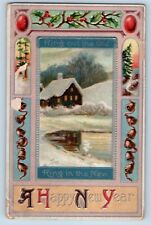 Kasota Minnesota MN Postcard New Year House Scene Winter Holly Berries 1912 picture