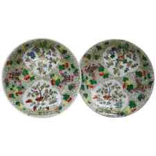 Vintage Pair of Chinese Porcelain Chargers with Butterflies and Garden Scene picture