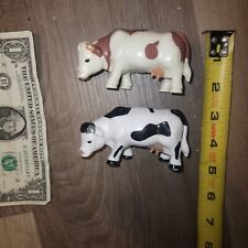 Lot Of (2) Cow Figure Plastic Toy For Diarama Play Barn Farm Animal Play Cattle picture