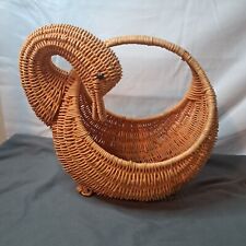 Vintage Swan Duck Wicker Basket with Handle Brown Egg Easter Hunting Home Decor picture