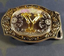 Western Belt Buckle Letter Y Gold Silver Rodeo Shiny Cowboy Yellowstone Country picture