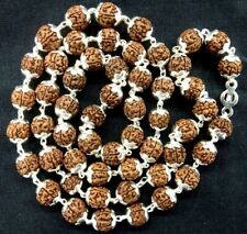 Rudraksha Chikna (Pathri) Beads Mala in Pure Silver - 8mm - 54 Beads - Certified picture