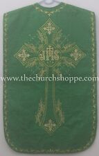 Green Roman Chasuble Fiddleback Vestment and 5pcs mass set IHS embroidery NEW  picture