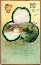c1910s St. Patrick's Day Shamrock Bridge Ellen Clapsaddle Artist Signed Postcard picture