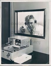 1958 Press Photo Man Using Vintage Maico Electric Audiometer 1950s Hearing Test picture
