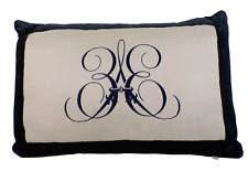 Rare 4 lb Custom Ethan Allen Blue Velvet & White Lumbar Pillow - 25 x 14 x 13 picture