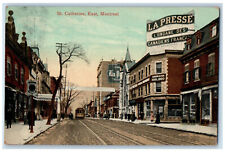 c1910 Trolley Car St. Catherine East Montreal Quebec Canada Posted Postcard picture