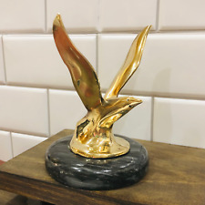Vintage Brass Bird Flying Soaring Statue - Seagull - Paperweight - Marble Base picture