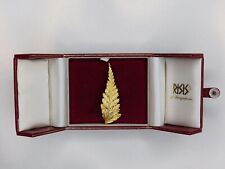 Vintage Risis Orchid 22k Gold Plated Leaf w/ Stamp Brooch picture