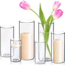 Hurricane Candle Holders for Pillar Votives Floating Candles, Clear Glass Cylind picture