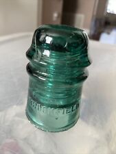 Vintage Brookfield New York Aqua Small Green-Blue Glass Insulator 3.5