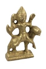 Old Brass Lord Kaal Bhairav Figure With Dog Vahana – Hinduism Tantra God G53-772 picture