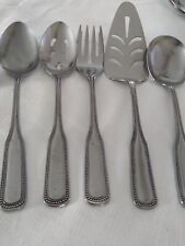 6 PCS Stainless By Salem Japan Beaded  Serving Fork, Spoon Slotted Spoon Ladle  picture