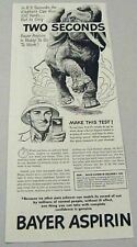 1950 Print Ad Bayer Aspirin Elephant Runs 100 Yards in 8.3 Seconds picture