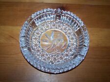 Large Vintage Glass Crystal Ashtray Cigarette Cigar Heavy Bird Etching picture