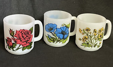 3 Vintage Glasbake Milk Glass Mug Cup Stacking In The Language Of Flowers picture