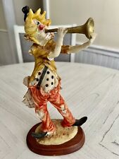 Vintage~”Hobo Clown”~Resin~Figurine~Playing Trumpet Horn / Instrument ~Sz 11.5”H picture
