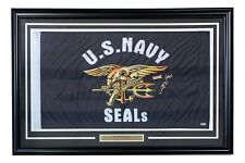 Robert O'Neill Signed Framed Navy Seals Flag Never Quit Inscribed PSA Hologram picture