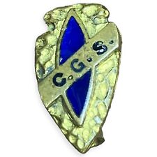 Rare Vintage Tie Tack Lapel Pin C.G.S. Initials Gold Tone Blue Hammered picture