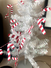 Unused Vtg 25 Ft Red White FOIL CANDY CANE Xmas WIRED GARLAND MANTLE DECOR picture