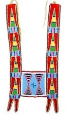 Old Style Crow Beaded Martingale Red Wool Horse Collar 34 '' L, 16'' W HMG6 picture