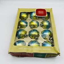 12 VINTAGE SHINY BRITE OMBRE BLUE GOLD/SILVER MERCURY GLASS CHRISTMAS ORNAMENTS picture