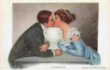Romance Loving Cup Kiss Kissing Artist Signed MM Gimball Vintage 1909 Postcard picture