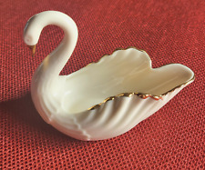 VINTAGE 1997 THE LENOX SWAN Fine Porcelain Edged in 24kt Gold Stamp Trinket Dish picture