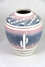 Southwestern-style Pottery Cactus Desert Lavender Blue 8.5