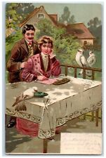 1908 Couple Romance Writing Birds Embossed Torrington OH Antique Postcard picture