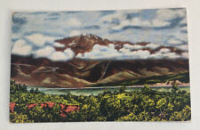 Vintage Linen Postcard c1939 ~ View of Pikes Peak ~ Colorado CO picture