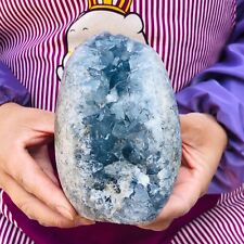 1920G HUGE Natural Blue Celestite Crystal Geode Cave Mineral Specimen 607 picture