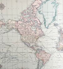 World Map Framed World Travels Journal Unused Chart House 1960-70s 31 x 20