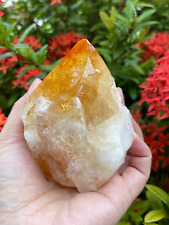 Standing Citrine Top Polished Rough Point, Deep Orange Citrine Crystal Cut Base picture