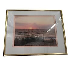 Vtg David Maynard Signed Gold Framed OCEAN Beach Photograph 1993 Pink Sunrise picture
