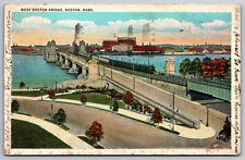 West Boston Bridge MA Cambridge Harvard Square Esplanade Vintage Postcard picture