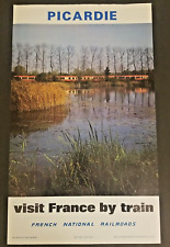 Vintage French Train SNCF Railway PACARDIE Travel 1975 Original Poster  picture