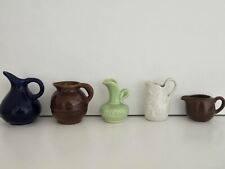 Lot of 5 Vintage Miniature Art Pottery Ceramic Pitchers picture