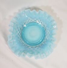 Vintage Fenton Blue Ruffled  Hobnail Glass Serving Candy Dish picture